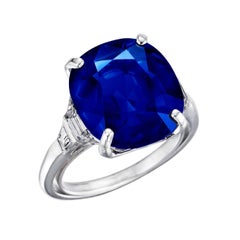 Exceptional 13 Carat Natural Kashmir Sapphire and Diamond Ring 4