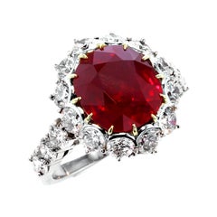 Garrard London Bague en platine 5 Carat Pigeon's Blood Burma Ruby Diamond Cluster