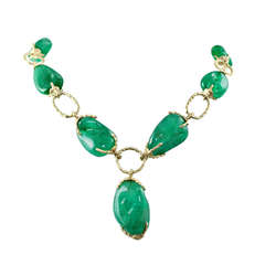 Colombian Emerald Gold Link Necklace