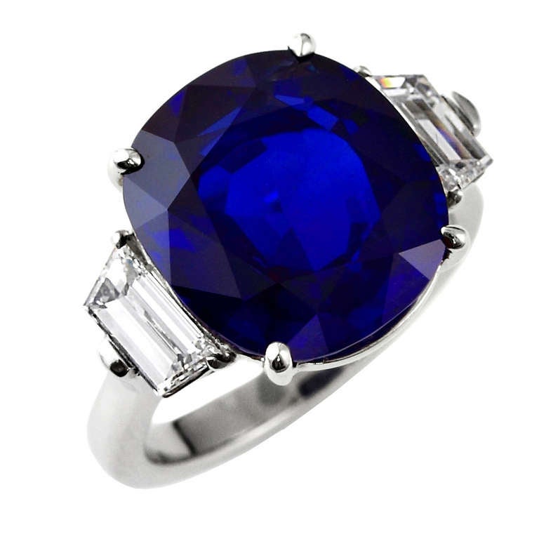 Exceptional 10 Carat Burma No Heat Sapphire Diamond Platinum Ring