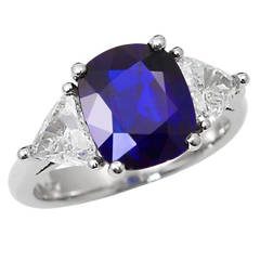 Royal Blue No Heat Burma Sapphire Platinum Engagement Ring 1