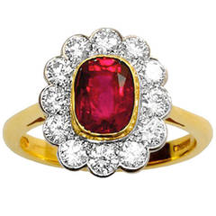1.96 Carat Natural Burma No Heat Ruby Diamond Gold Platinum Cluster Ring 11