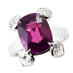 Natural No Heat Purple Sapphire Diamond Ring 5