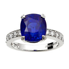 Fred Leighton Kashmir Sapphire Diamond Platinum Ring