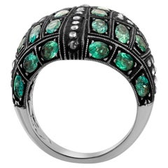 IGI Certified 7.77 Carat Natural Emerald and Diamond Statement Ring 8K Gold