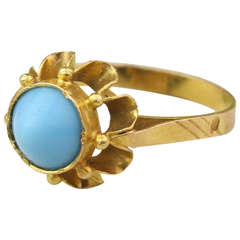 Vintage Turquoise and Gold Bullet Ring