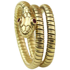 Antique Art Deco Ruby and Gold Snake Wrap Ring