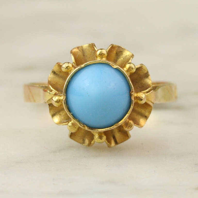Turquoise and Gold Bullet Ring