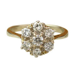 Vintage Diamond and White Gold Cluster Engagement Ring