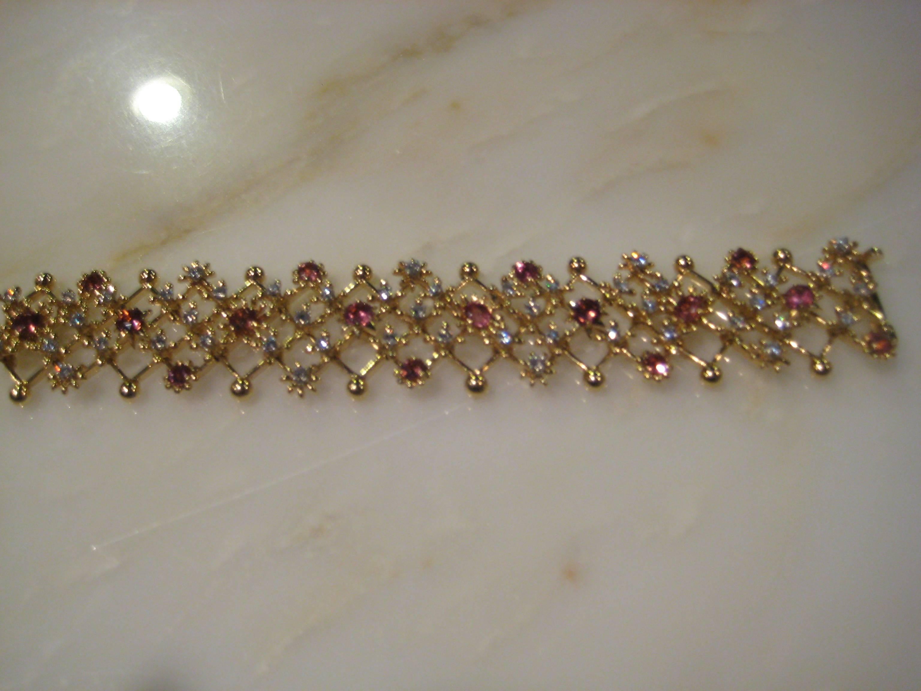Tiffany & Co.  Pink Sapphire Diamond Gold Bracelet In Good Condition For Sale In New York, NY
