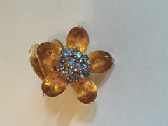 Van Cleef & Arpels Citrine Sapphire Gold Movable Flower Ring
