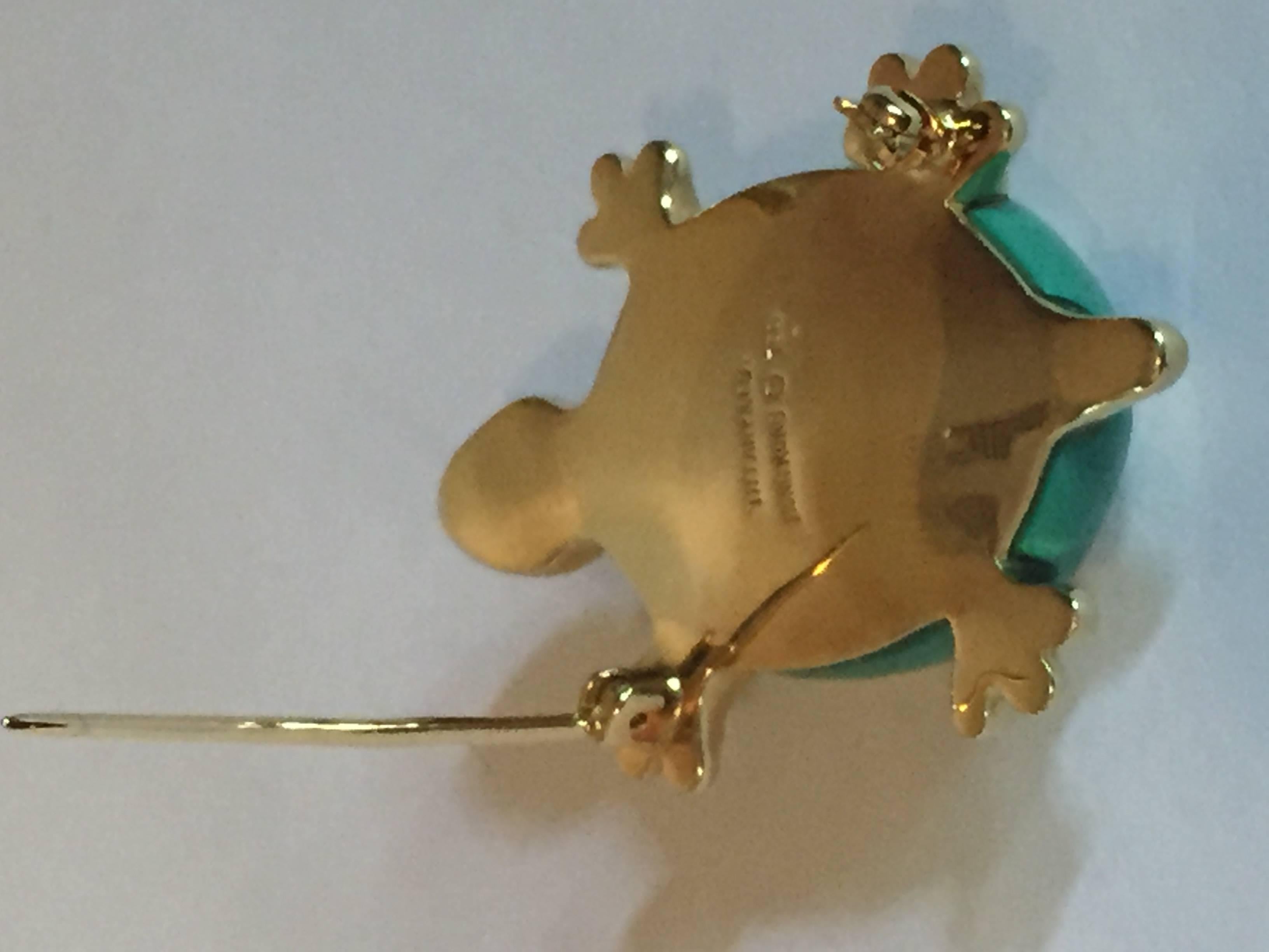 Women's or Men's Tiffany & Co. Enamel Gold Turtle Pin Brooch For Sale