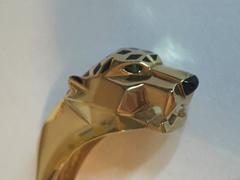 Cartier Panthere De Cartier Lacquer Tsavorite Onyx Gold Bangle Bracelet