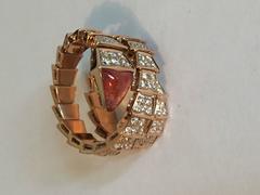 Bulgari Tourmaline Diamond Gold Spiga Snake Wedding Band Ring