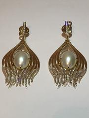 Ana Khouri Peacock Pearl Diamond Gold Earrings