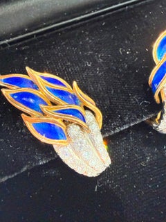 Tiffany & Co. Schlumberger enamel diamond earclips