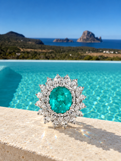 AIGS Certified Oval Cut 5.77 Carat Paraiba Tourmaline Ring "Liguria" In 18K Gold