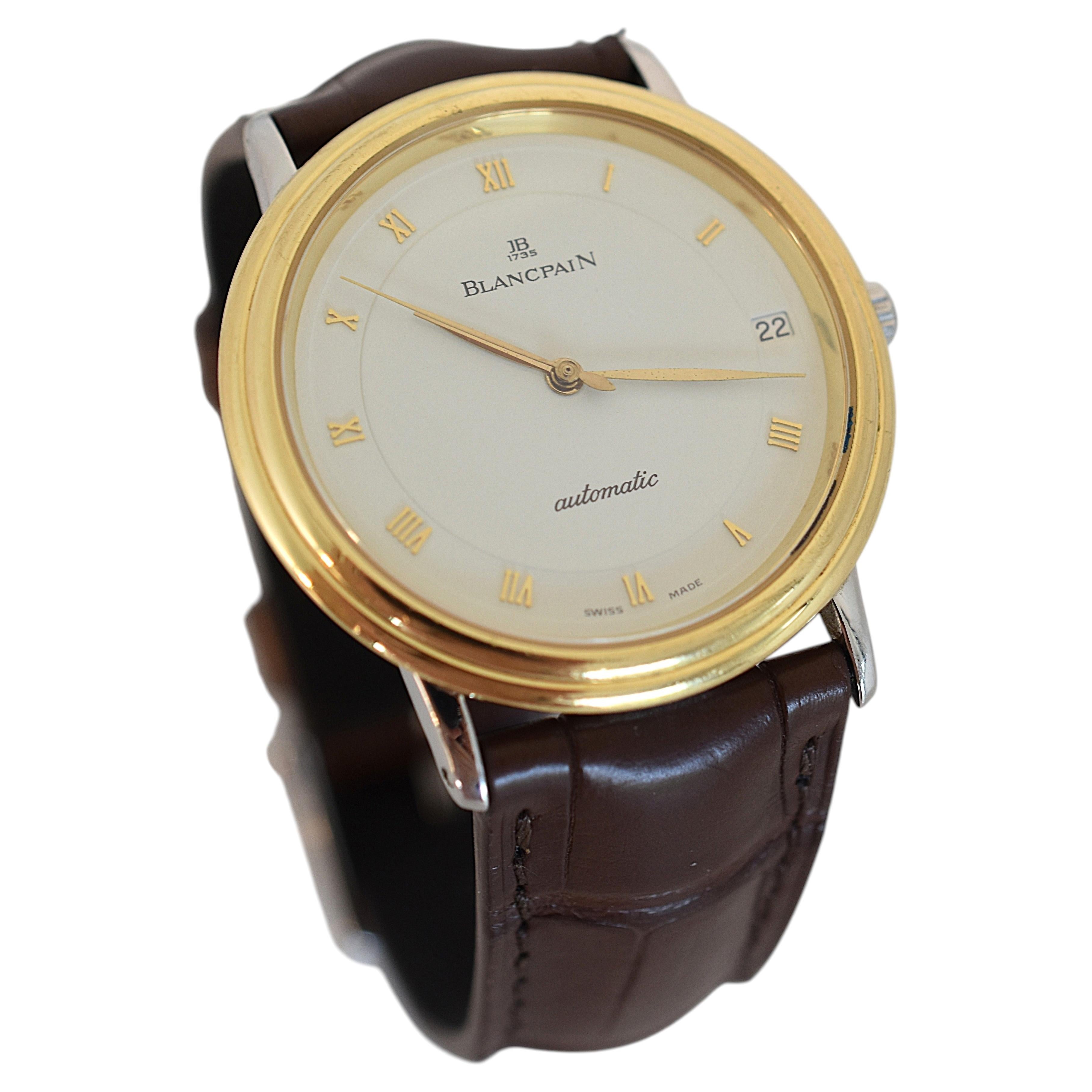 Pre-owned Blancpain Villeret 0095-1318 Steel & 18k Gold Automatic Cal. 9513 Circa 1990 In Multiple