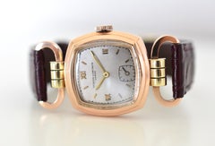 Vacheron&Constantin 1940s 14K Rose Gold Cushion Watch with Stirrup Lugs