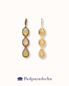Kat Florence 18.16ct Ethiopian Welo Opal Drop Earrings with D Flawless Diamonds