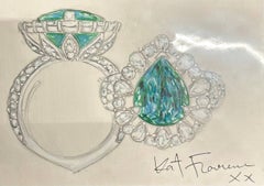 Kat Florence 2.33ct Rare Neon Paraíba Tourmaline Diamond Ring in Gold
