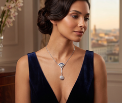 Van Cleef & Arpels, 1920 CIRCA, Art Déco, onice e platino, collana "Négligé" con diamanti per circa 5 carati