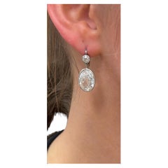 Important Belle Epoque GIA Old Mine Moval Diamond Drop Earrings, c. 11.93 Carats