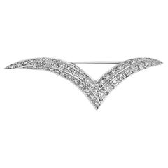 Important Vintage Tiffany & Co. Plat. & 2.30ct Diamond Sculptural Seagull Brooch