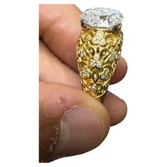 Bague de cocktail Cartier datant des années 1930, sertie d'un diamant de 5 carats, couleur D, pureté VS1, taille « Old European Cut », certifiée par le GIA