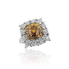 GIA-certified 1.11cts Fancy Deep Yellow-Orange natural diamond ring