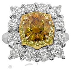 GIA-certified 1.11cts Fancy Deep Yellow-Orange natural diamond ring
