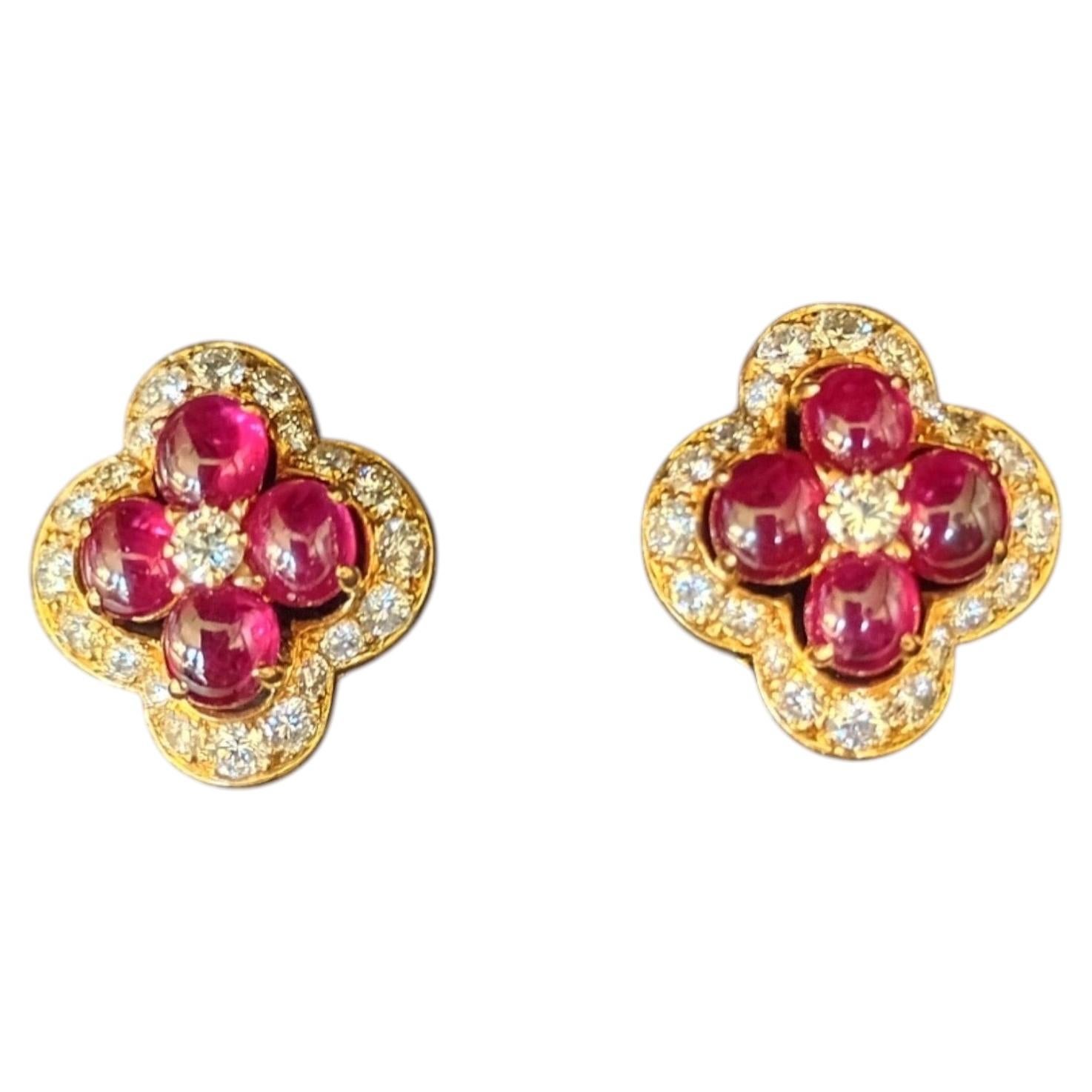 Boucles d'oreilles à clip Cartier en rubis et diamants, France, vintage, vers 1970