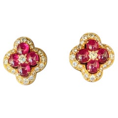 Cartier-Ohrclips mit Rubinen und Diamanten, Frankreich, Vintage, um 1970