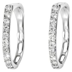 Pendientes de aro de oro blanco de 14K con diamantes, de segunda mano, de EFFY