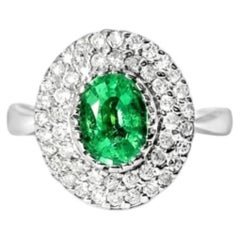 14K White Gold Paraiba Tourmaline and Diamond Cocktail Ring Estate