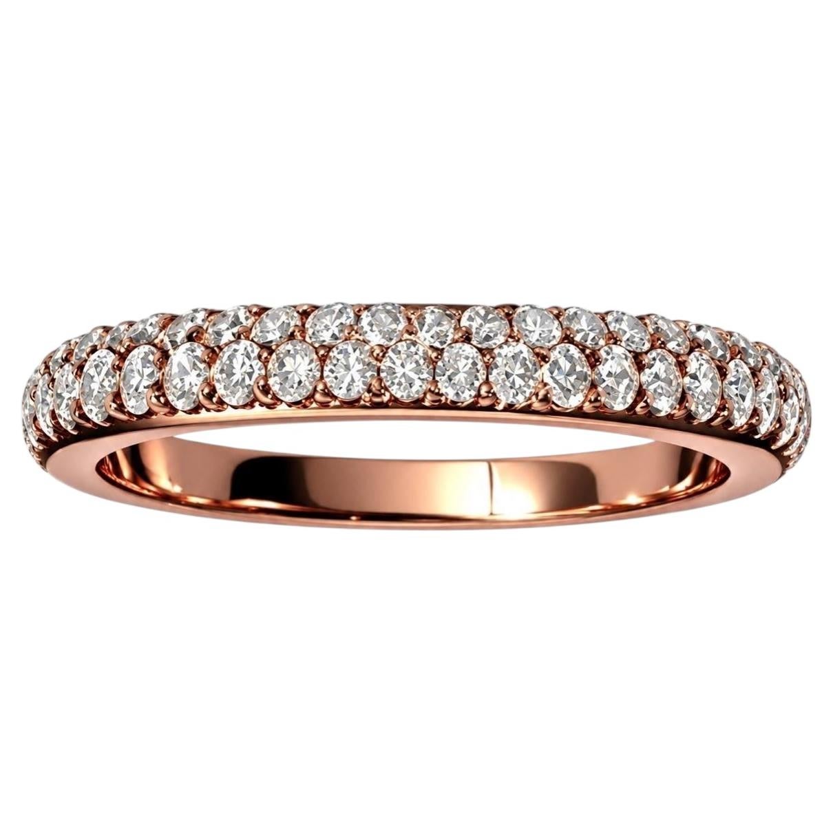 18K Rose Gold Champagne Diamond Pavé Wedding Band For Sale