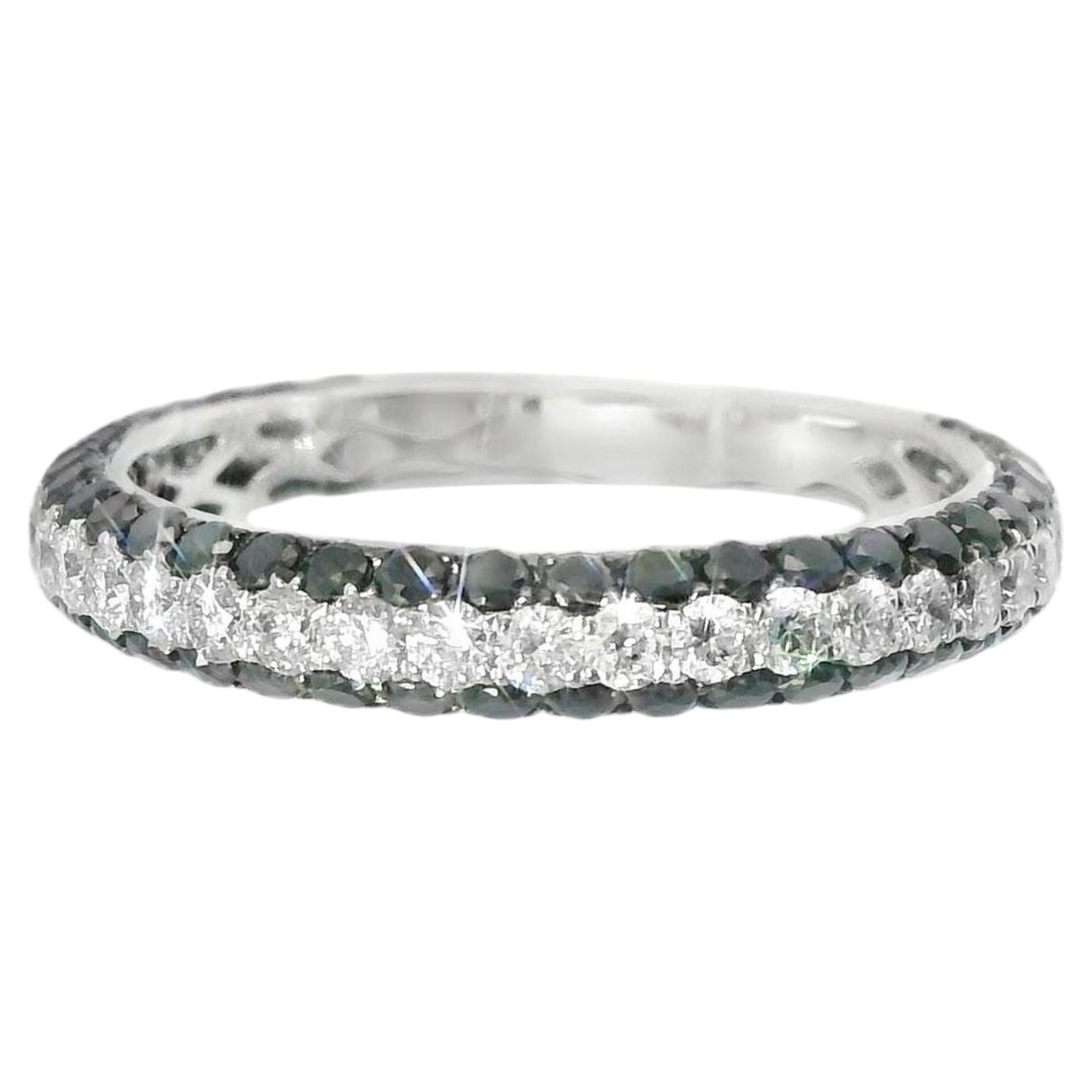 14K White Gold Black Diamond Eternity Wedding Band Ring