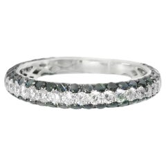 14K White Gold Black Diamond Eternity Wedding Band Ring