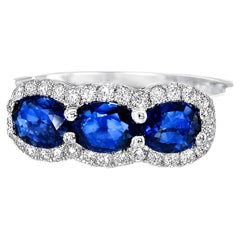 18K White Gold Diamond Sapphire Band Ring