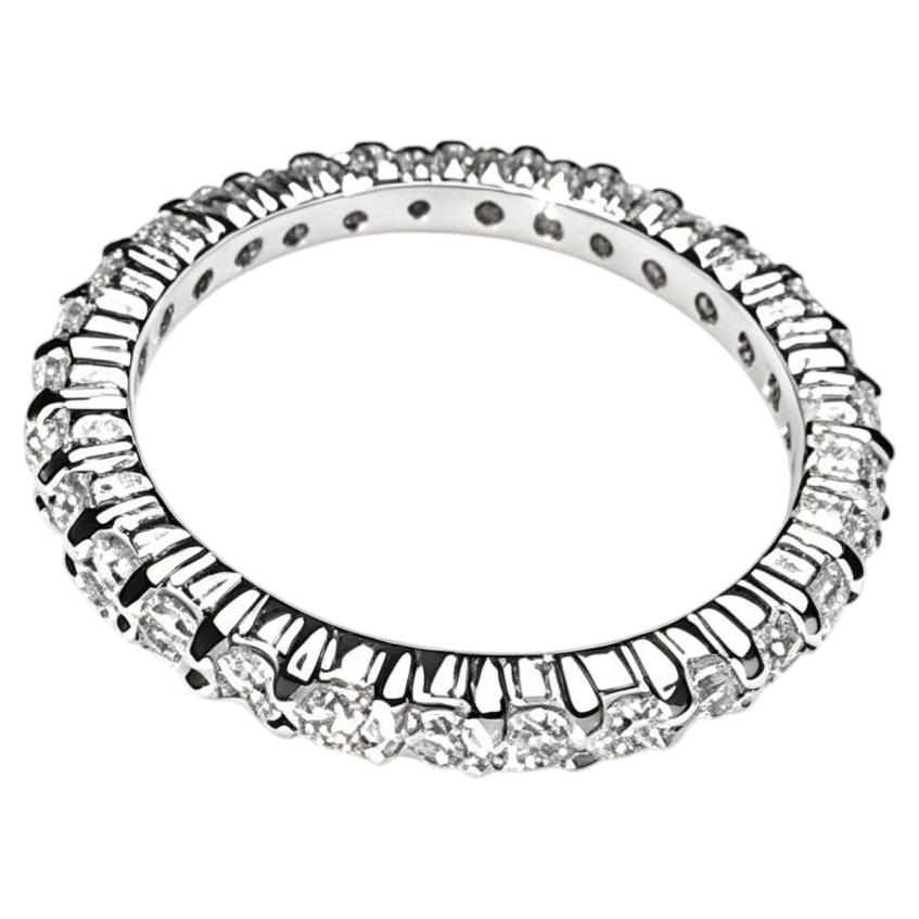 14K White Gold Diamond Eternity Wedding Band Ring For Sale
