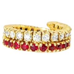 14K White Gold Diamond and Ruby Mesh Wrap Ring