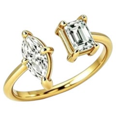 14K Yellow Gold Geometric Diamond Ring