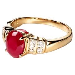 14K Yellow Gold Ruby Diamond Filigree Estate Ring