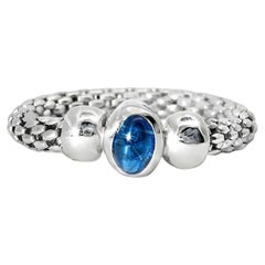 18K White Gold Sapphire Mesh Rope Band Ring