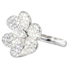 14K White Gold Pave Diamond Flower Ring