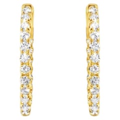 14K Yellow Gold Inside Out Diamond Hoop Earrings