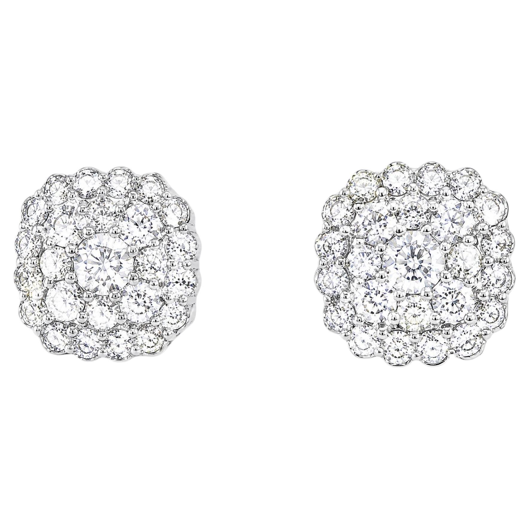 14K White Gold Pave Diamond Stud Earrings Estate
