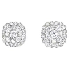 14K White Gold Pave Diamond Stud Earrings Estate