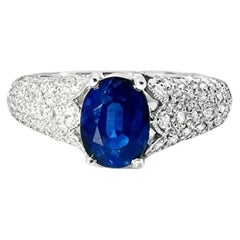 14K White Gold Sapphire Diamond Tulip Ring Band