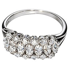 14K White Gold Diamond Band Ring Four Row Sparkling Band